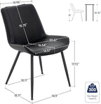 Brage Living Dining Chairs Set of 2, PU Leather Modern Armless Kitchen Dining Room Chairs, Upholstered Accent Side Chairs with Metal Legs (Black)