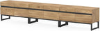 WAMPAT 3-in-1 Modern TV Stand for Up to 110 Inch TVs, Large Wood Entertainment Center Media Console with Storage Cabinets and Metal Base for Living Room, Oak