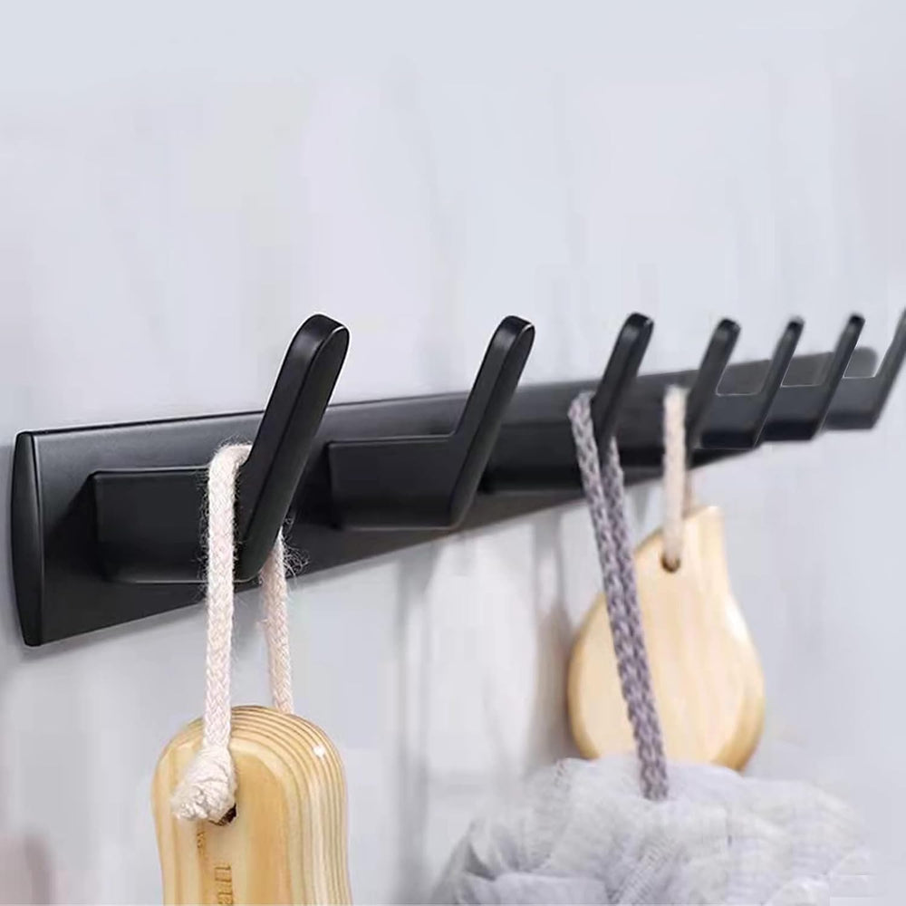 Coat Rack Wall Mount with 7 Hooks, Black Wall Coat Hook, Wall Mounted Modern ...