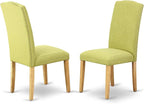 East West Furniture NDEN3-OAK-07 3 Piece Dinette Set for Small Spaces Contains a Rectangle Dining Table with Dropleaf and 2 Limelight Linen Fabric Parson Chairs, 30x48 Inch, Oak