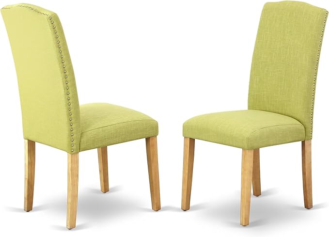East West Furniture NDEN5-OAK-07 5 Piece Dining Room Furniture Set Includes a Rectangle Dining Table with Dropleaf and 4 Limelight Linen Fabric Upholstered Chairs, 30x48 Inch, Oak