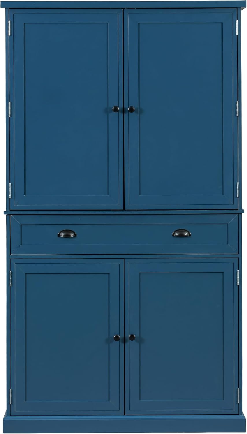 VilroCaz Freestanding 4 Doors Kitchen Pantry, Wood Kitchen Cupboard Storage C...