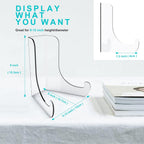 Boloyo Flat Back Acrylic Plate Display Stand , 6 Inch 5PC Clear Acrylic Display Holder Easel Base for Home Office Kitchen School Art Display