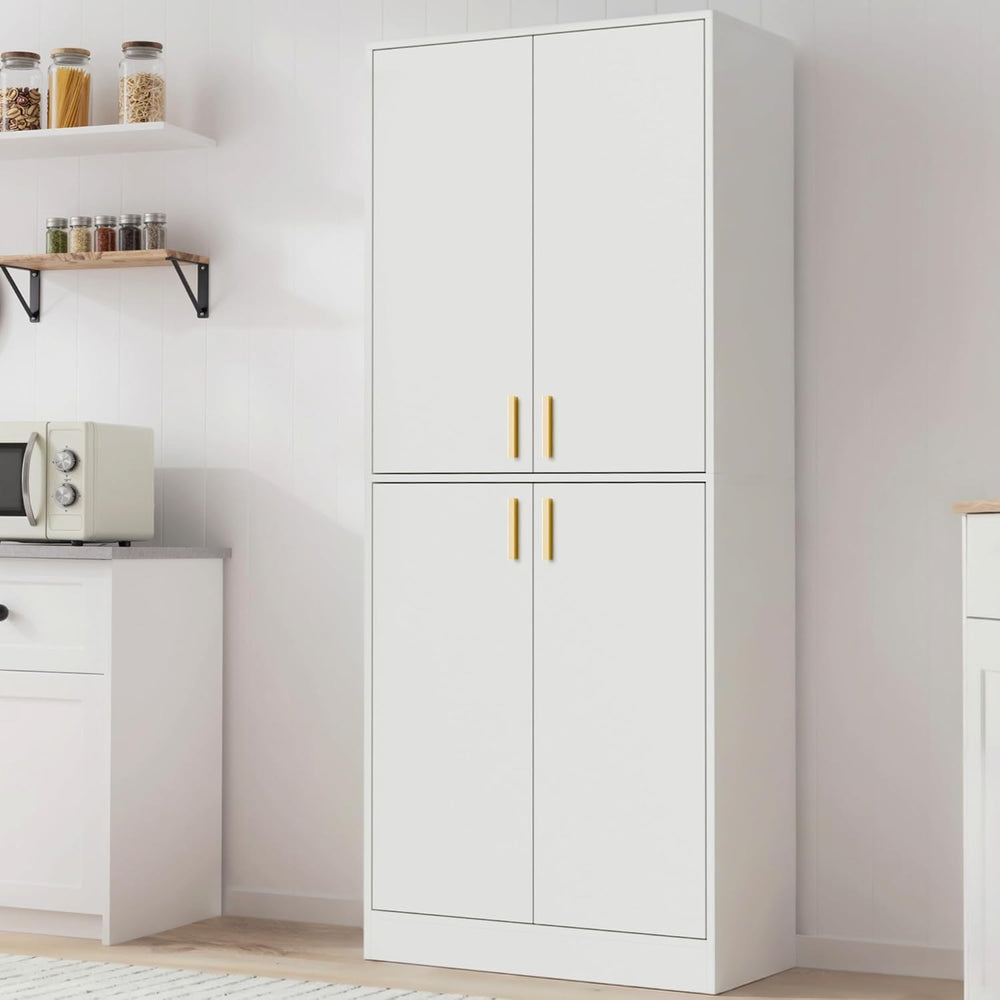 Cozy Castle Kitchen Pantry Cabinet, 71" Tall Wood Storage Cabinet with D...