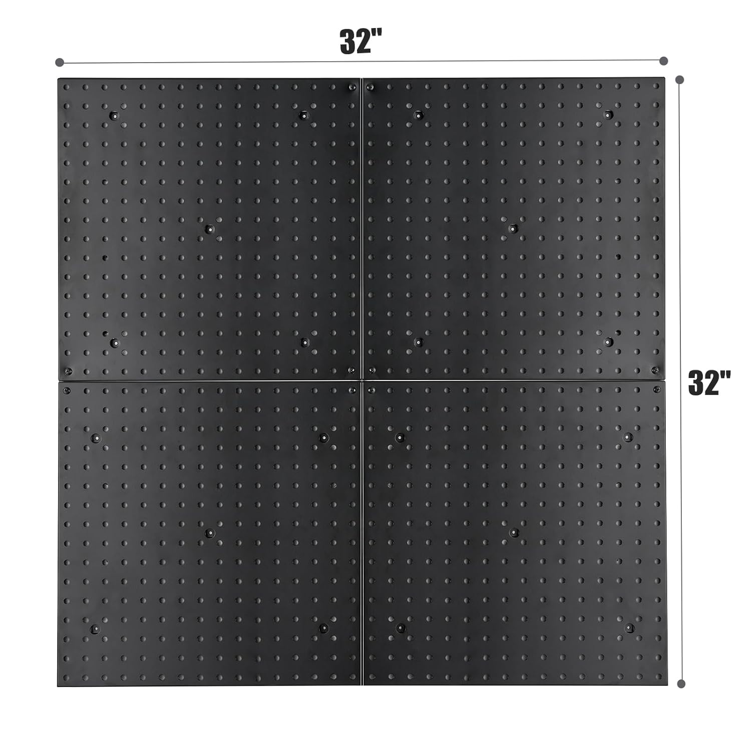 Pegboard Smith 16x16 inch Wall Tool Organizer Pegboard Panels, Black Metal Pegboard for Tool Storage, Workbench Tools Organization Peg Board(4 PCS, Black)