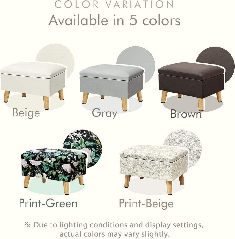 lumizone Small Ottoman with Storage Foot Rest Foot Stool Print-Beige | Padded...