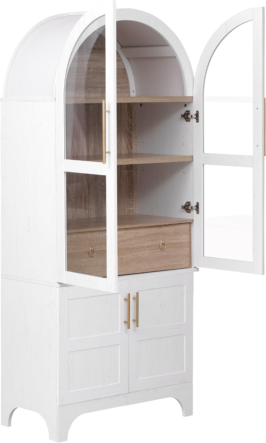 KLMM 71" Tall Arched Kitchen Pantry with Door Shelves,Storage Cabinets w...