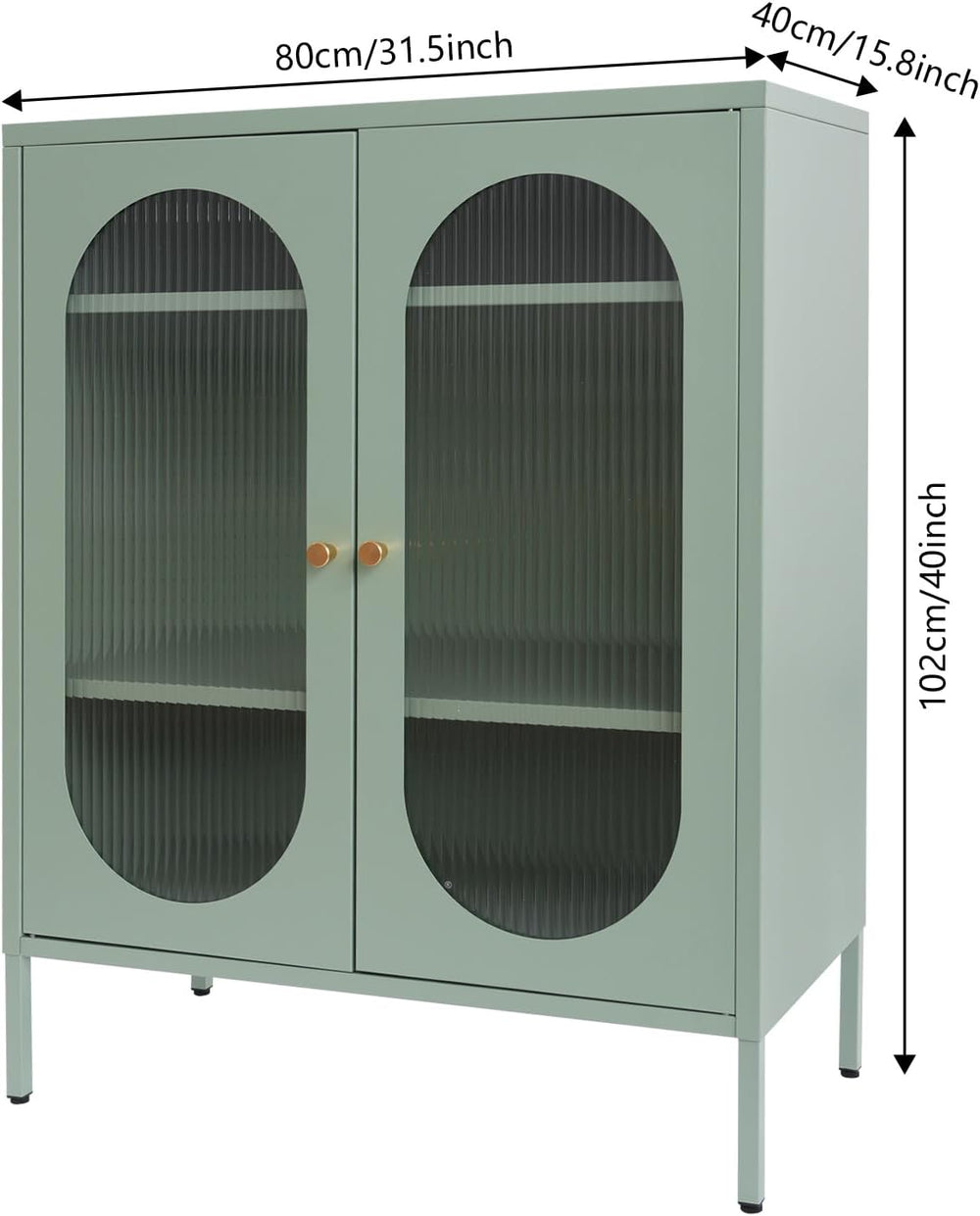 Accent Cabinet with Glass Doors – 3 Tier Storage, Modern Coffee Bar Station P...
