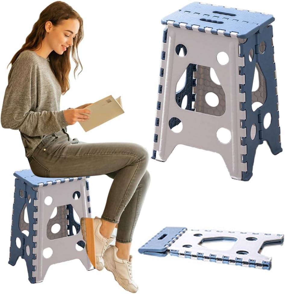 Folding Step Stool 18in Heavy Duty Step Stools for Adults Non Slip Folding St...