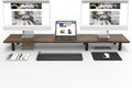 Large Dual Monitor Stand Riser 43.3IN，Vintage Home Office Storage For Desk Accessories，Solid Wod Desk With Adjustable Legs For computer/PC/Laptop/Printer/Container/dressing table