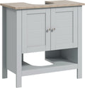 Kleankin Pedestal Sink Storage Cabinet, Under Sink Bathroom Vanity with Adjustable Shelf and Open Bottom Shelf, Gray