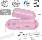 Butter Dish with Lid and Knife , Durable Countertop & Fridge Butter Keeper, Melamine Butter Container Valentine’s Gift, XOXO Design – Pink