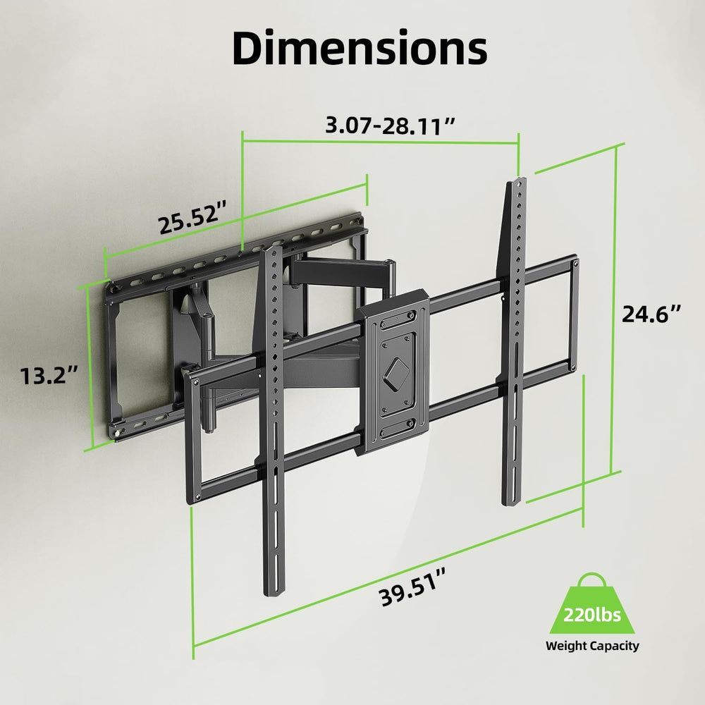 USX MOUNT Heavy Duty Full Motion TV Wall Mount for 60-120 Inch TVs, Holds 220...
