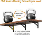 IAE Wall Mounted Folding Table with Pine Wood,48" x 16" Floating Wall Desk,Laundry Folding Table with Shelf Brackets,Fold Down Desk Shelf,Folding Workbench for Home,Dining,Laundry Room,Kitchen,Teak