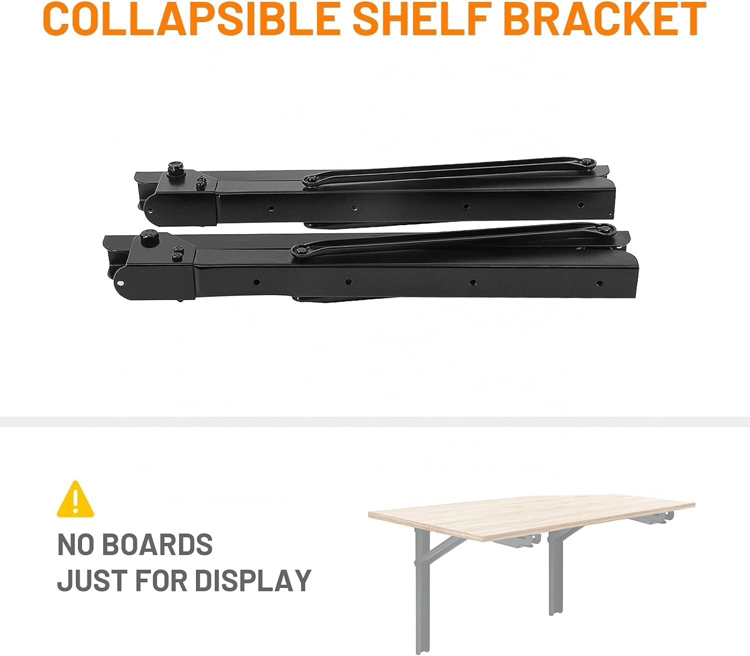 Wallmaster 24inch Folding Shelf Brackets Garage Heavy Duty Steel Max Load 500lb Floating Wall Mounted Collapsible Shelf Bracket Space Saving (Pack of 4, No Board)