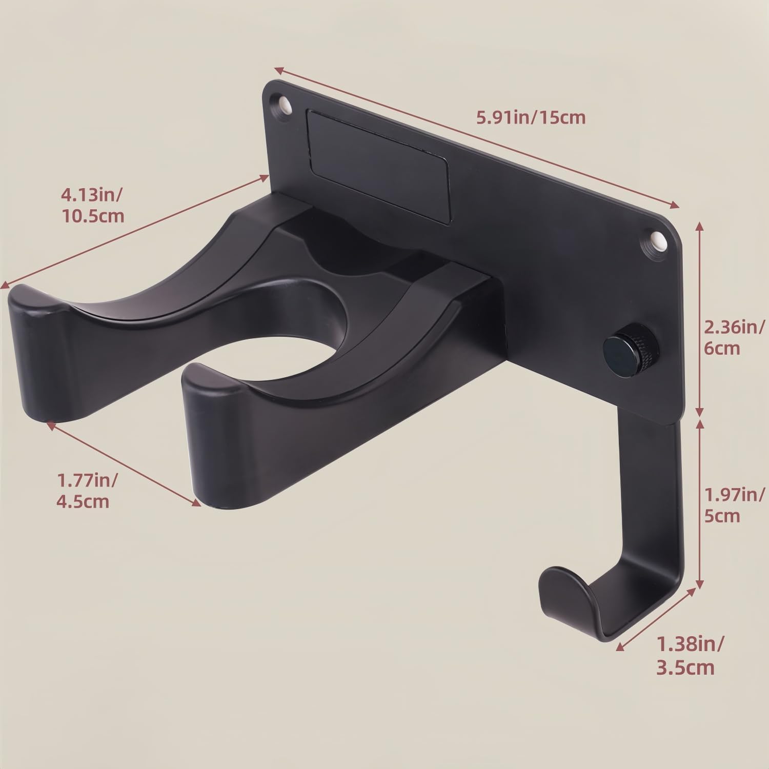 Hair Dryer Holder, Aluminum Alloy Blow Dryer Holder with Adhesive/Screw Installation, Universal Hair Dryer Wall Mount Compatible with Dyson Hairdryer Holder for Bathroom Black UEMUSI