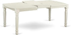 East West Furniture DOCE7-LWH-15 7 Piece Kitchen Table & Chairs Set Consist of a Rectangle Butterfly Leaf Dining Table and 6 Baby Blue Linen Fabric Parson Chairs, 42x78 Inch, Linen White