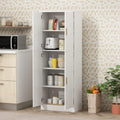 AIEGLE Kitchen Pantry Storage Cabinet with Adjustable Shelves, Kitchen Pantry with 4 Doors, Freestanding Cupboard Storage Organizer Cabinet for Kitchen Living Room, White 61.2" Tall