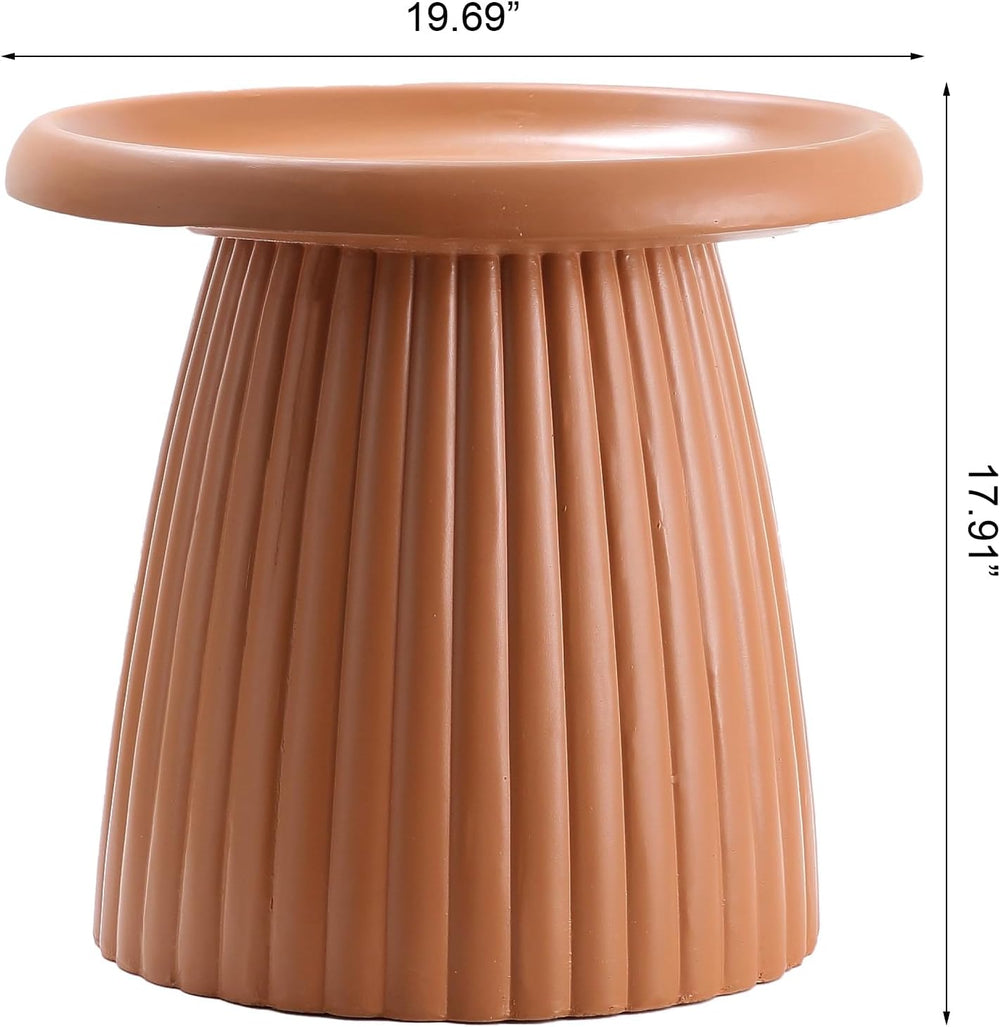 19.69" Round Light Terracotta MGO End Table for Indoors and Outdoors, Mi...