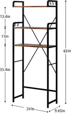 Over The Toilet Storage Rack with 3-Tier Bathroom Shelves, Space Saver Toilet Shelf, Bathroom Storage Organizer with Hooks for Over Toilet Storage and Shelf (Rustic Brown)