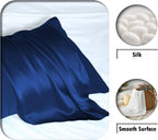 Mulberry Silk Pillowcase for Hair and Skin Pillow Case with Hidden Zipper Soft Breathable Smooth Cooling Silk Pillow Covers for Sleeping (Royal Blue, King（20"X 36"）)