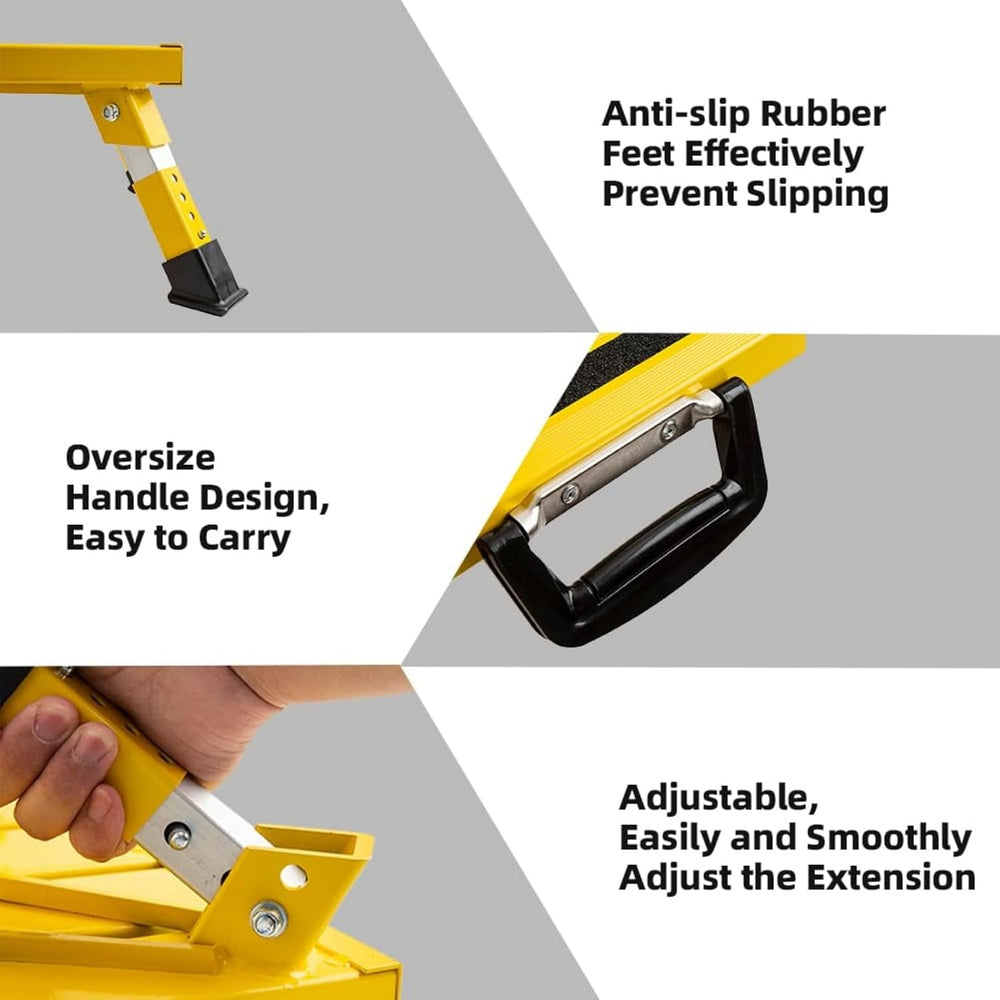 Large Adjustable Aluminum RV Step Stool, Folding Non-Slip Platform