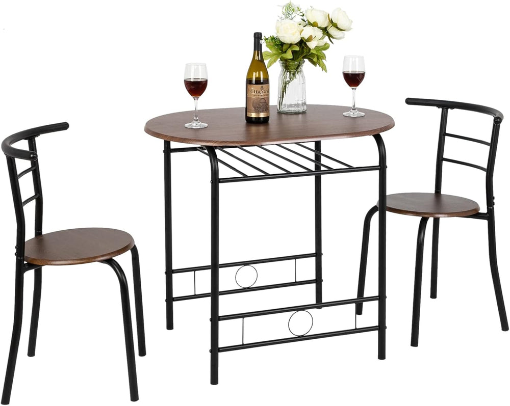 VINGLI 3 Piece Dining Set,Small Kitchen Table Set for 2,Breakfast Table Set f...