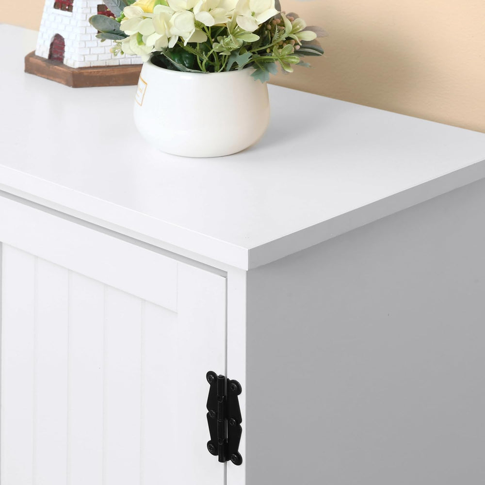 Farmhouse Kitchen Pantry Cabinet, 48.5" Tall Storage Organizer, White Cu...