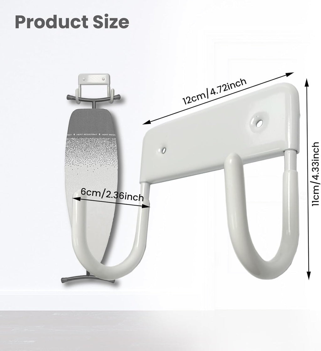 Ironing Board Hanger Wall Mount, Ironing Board Holder Organizer Wall Rack for Laundry Rooms Space-Saving Storage Rack Hanging Shelf Hanger (White)