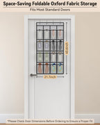 dodowin Over the Door Shoe Organizer, 16 Mesh Pockets, 4 Hooks, Gray | Foldable hanging storage fits behind closet doors and organizes shoes, accessories and daily household items in small spaces