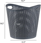6 Packs 30 Liter Round Plastic Laundry Baskets, Grey Clothes Hamper, Large Basket for Storage