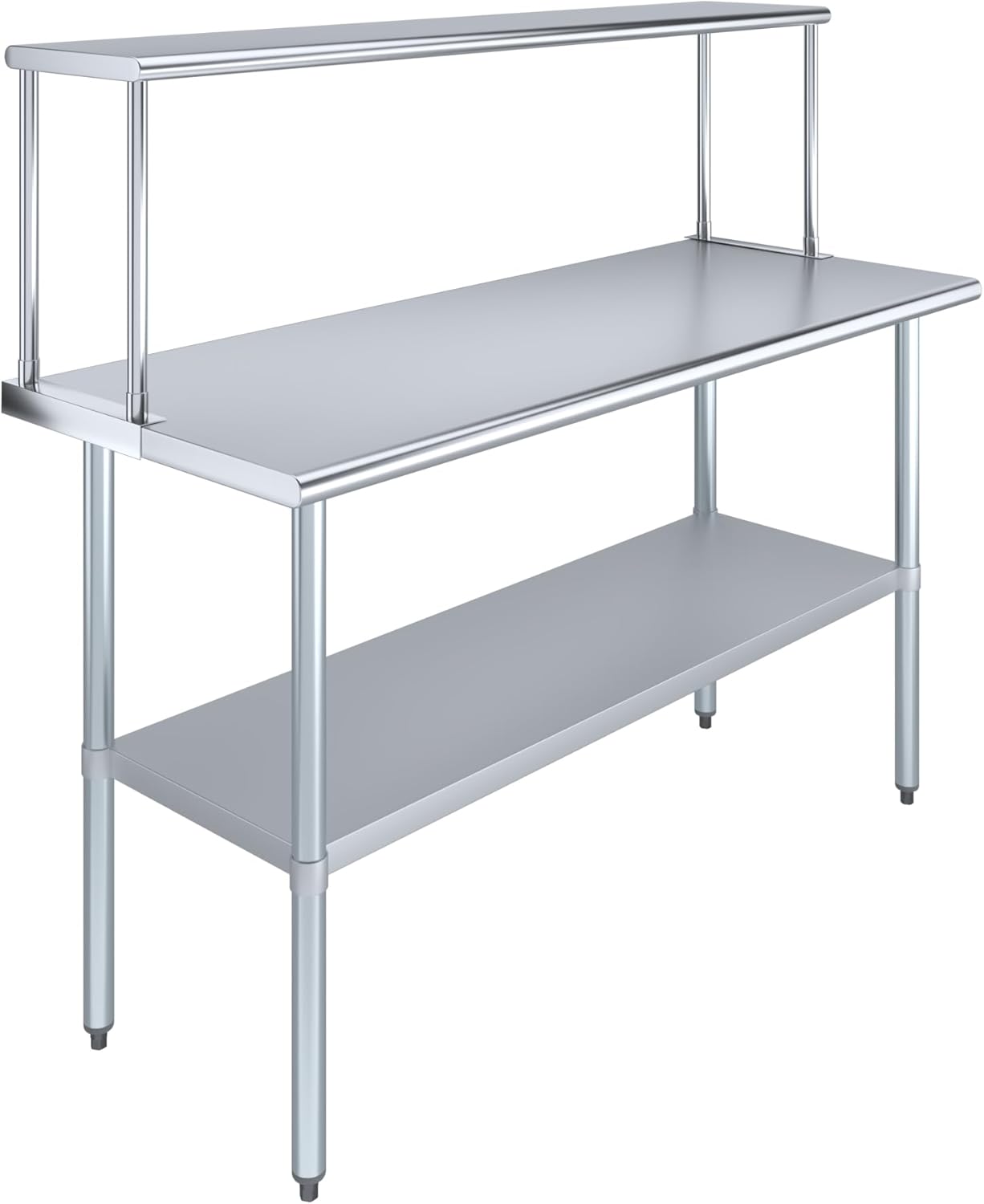 Stainless Steel Work Table with Wide Single Tier Overshelf | Metal Kitchen Prep Table & Shelving Combo (24" x 60" Work Table + 12" Overshelf)