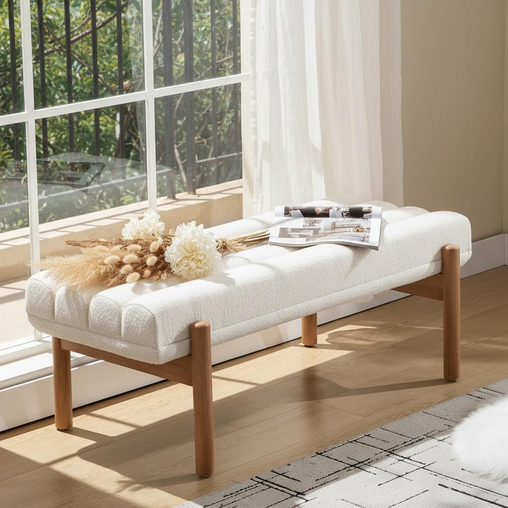 BESTANO Modern Upholstered Bedroom Bench End of Bed, Comfy Modern Entryway Be...