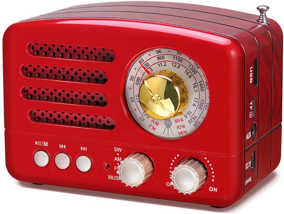 PRUNUS J-160 Retro Vintage AM FM Radio with Bluetooth Speaker