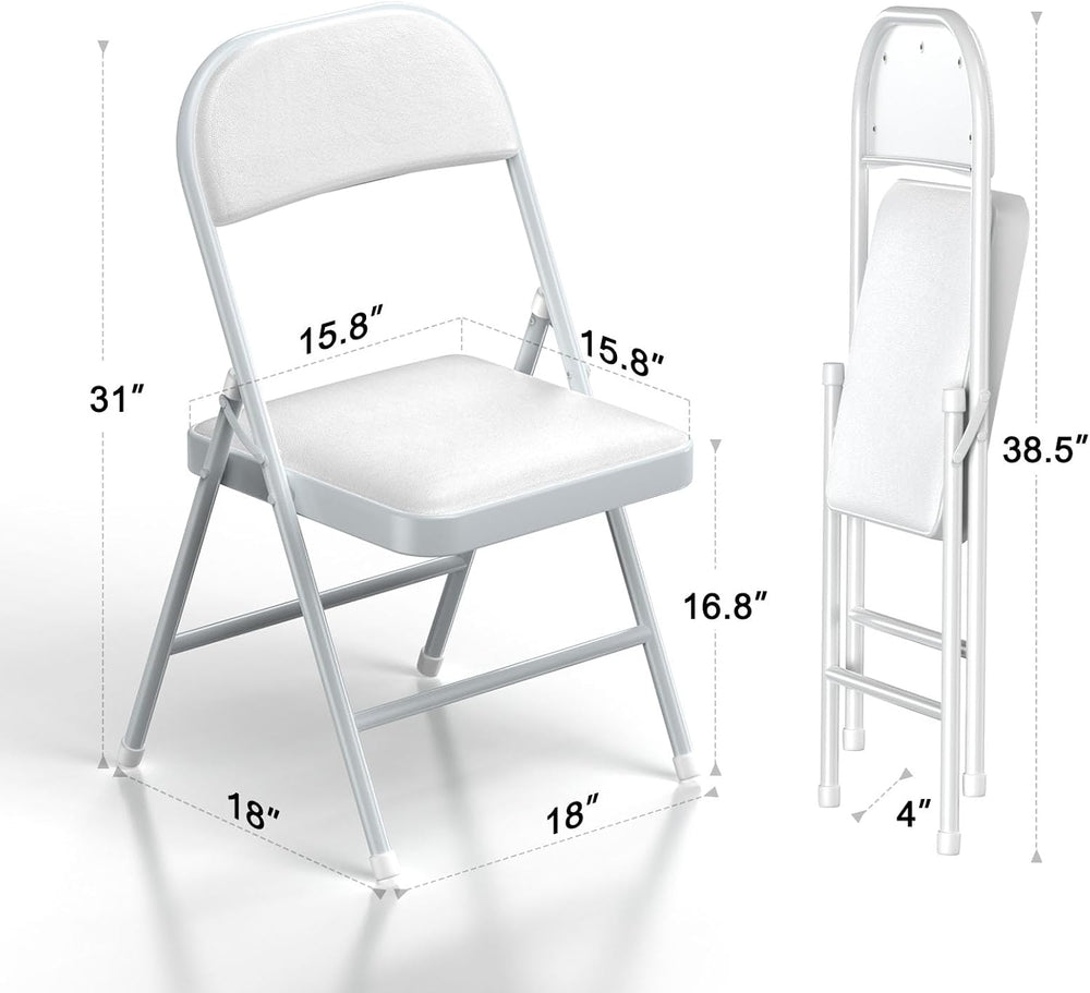 Nazhura Folding Chairs with Padded Vinyl Cushion Chairs with Comfortable Cush...