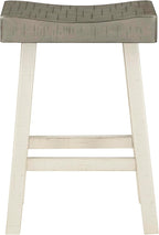 Lexicon Saddle Bar Stools Set of 2 Barstools with Footrest, Armless Dining Chairs for Kitchen Island, Breakfast Nook, Living Room, Counter Height, White/Coffee