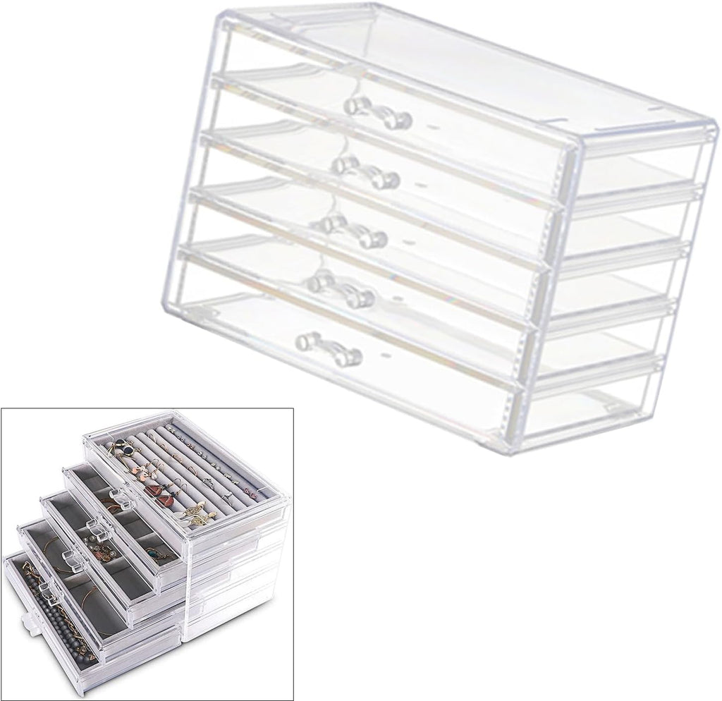 Space Saving Acrylic Cosmetic Storage Drawers Multi Drawers Acrylic Organizer Modern Jewelry Organizer for Organizing Cosmetics and Jewelry