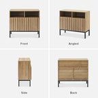 mopio Norwin Storage Cabinet, Sturdy Modern Rustic Industrial Buffet Sideboard, Fluted Accent Storage Cabinets, Credenza, Oak Wood TV Stand, Entertainment Center, Media Console, Living Room (Double)