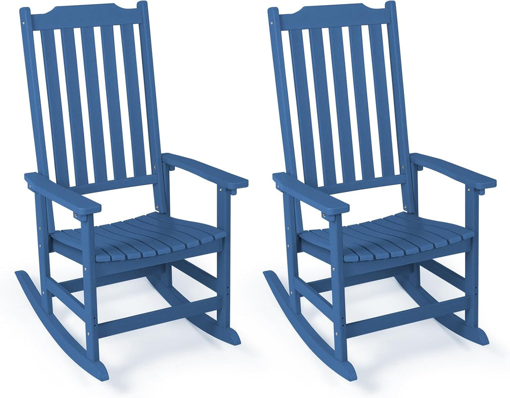 Outdoor Rocking Chairs Set of 2, Oversized All Weather High Back Porch Rocker...