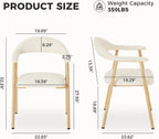 DUMOS Dining Chairs Set of 4, Linen Fabric Upholstered Kitchen Side Chairs with Curved Backrest & Metal Legs, Modern Farmhouse Accent Chair for Dining Room Kitchen Living Room Cafe, Beige
