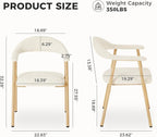 DUMOS Dining Chairs Set of 2, Linen Fabric Upholstered Kitchen Side Chairs with Curved Backrest & Metal Legs, Modern Farmhouse Accent Chairs for Dining Room Kitchen Living Room Cafe, Beige