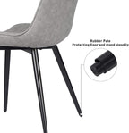 4 PCS Faux Leather Dining Chairs, Mid Century Modern Leisure Upholstered Chair with Metal Legs for Kitchen Living Room Gray