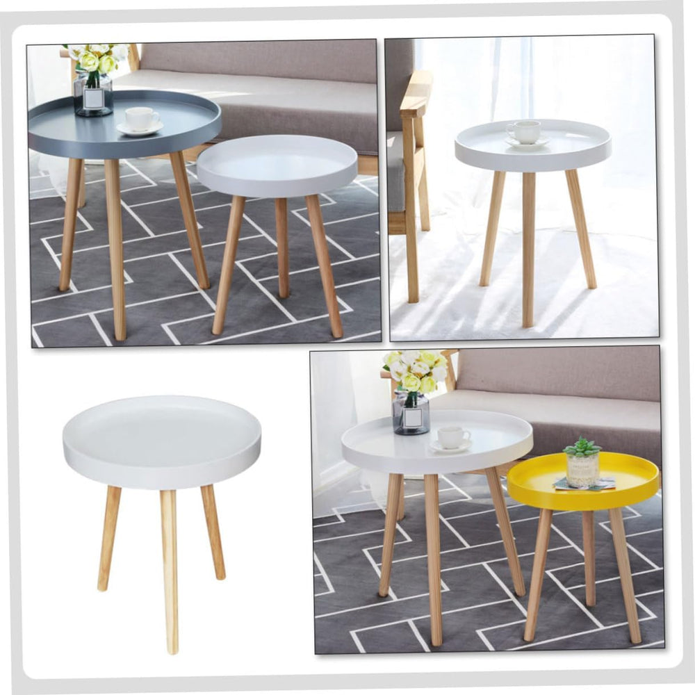 Nordic Style Small Round Indoor Coffee Table White Mini Sofa Side Table for L...