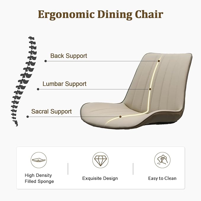 Dining Chairs Set of 2, Leather Modern Kitchen & Dining Room Chairs, Comf...