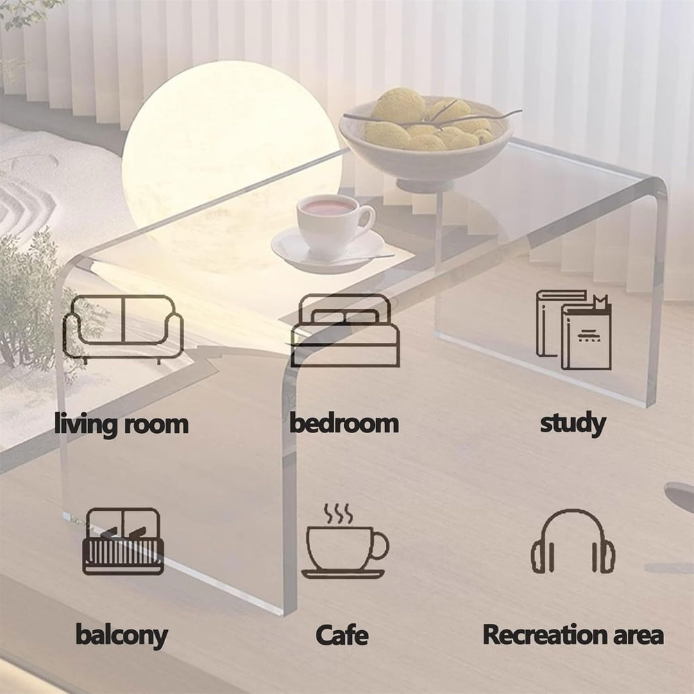 C-Shape Clear End Table, Transparent Small Multipurpose Side Nightstand Bedsi...