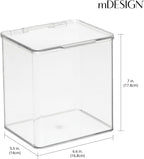 mDesign Kids Plastic Stackable Toy Storage Organizer Box Container with Hinged Lid for Storing Action Figures, Crayons, Building Blocks, Puzzles, Wood Construction Sets, Cars, 2 Pack - Clear