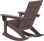 WestinTrends Ashore Patio Rocking Chairs Set of 2, All Weather Poly Lumber Plank Adirondack Rocker Chair, Modern Farmhouse Outdoor Rocking Chairs for Porch Garden Backyard and Indoor, Dark Brown
