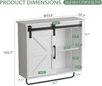 Bathroom Wall Cabinet Over Toilet Sliding Door 23x19 Inch Farmhouse Medicine Cabinet with Towel Bar Motion Sensor Light Adjustable Shelves White Above Toilet Storage for Laundry or Kitchen
