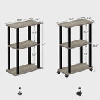 TUTOTAK Small Side Table, Narrow End Table, Bedside Table, Set of 2, Couch Side Table with Wheels for Living Room or Bedroom, Greige TB01BG0612