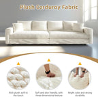 KEIKI 102.4" Sectional Couches, Modern Comfy Upholstered Sofa Cloud Couch, Deep Seat 4 Seat Sofa Set with Soft Pillows and Movable Ottoman for Living Room Bedroom,Apartment,Office, Beige